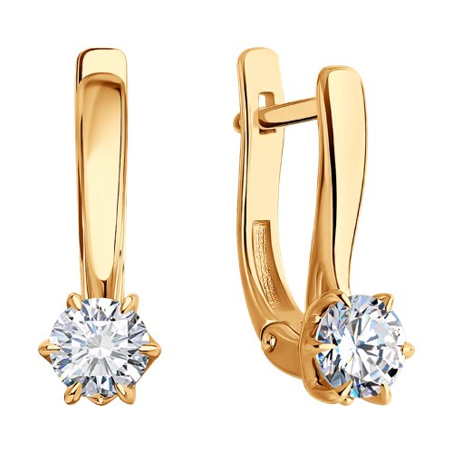 51-220-02375-1 - Серьги из золота с выращенными бриллиантами и рубинами