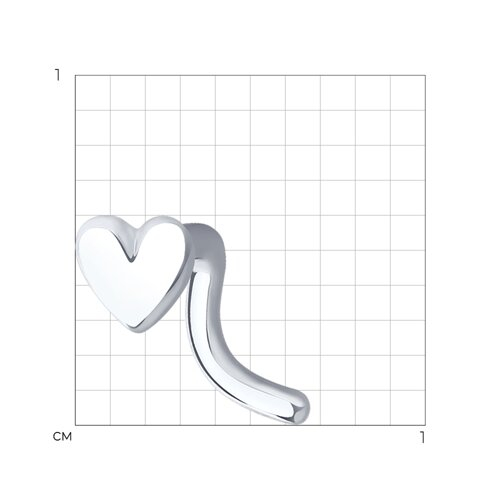 94060019 - Украшение из серебра в форме сердца для пирсинга носа