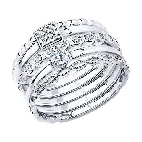94011707 - Наборное кольцо из серебра с фианитами