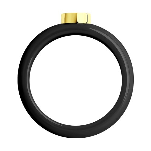 6015006 - Керамическое кольцо с бриллиантом и жёлтым золотом