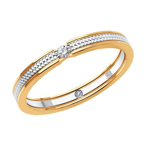 1114343-01 - Обручальное кольцо из комбинированного золота с бриллиантами