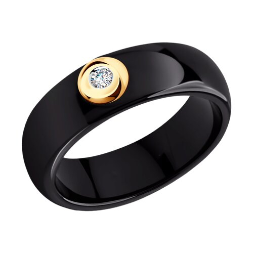 6015031 - Кольцо из чёрной керамики с бриллиантом и золотом