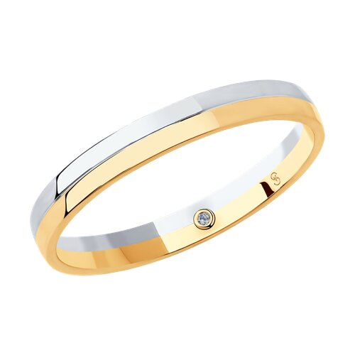 1114102-01 - Обручальное кольцо из комбинированного золота с бриллиантом