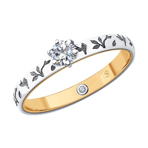 1014010-12 - Помолвочное кольцо из комбинированного золота с бриллиантами