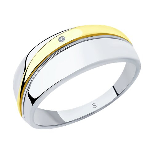 87010030 - Кольцо из золочёного серебра с бриллиантом