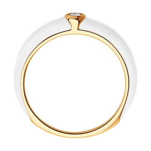 93010324 - Кольцо из золочёного серебра с фианитом и эмалью