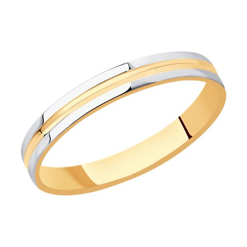 110153 - Обручальное кольцо из комбинированного золота с алмазной гранью