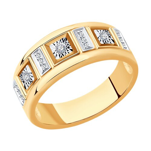 1012187 - Кольцо из комбинированного золота с бриллиантами