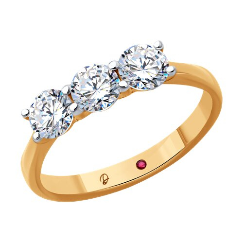 51-210-02403-1 - Кольцо из золота с выращенными бриллиантами и рубином