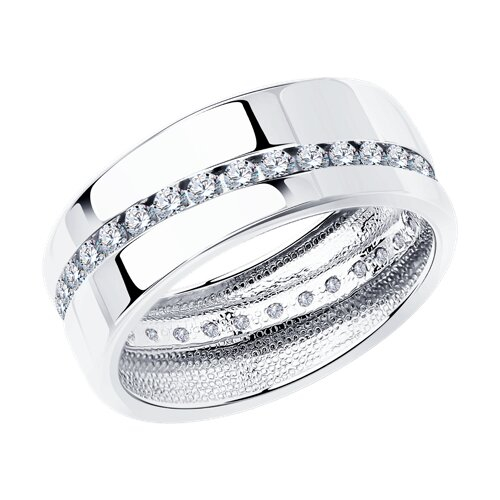 94110027 - Обручальное кольцо из серебра с фианитами