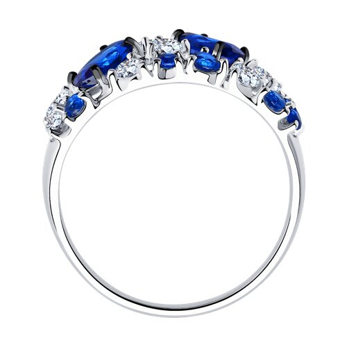 94012300 - Кольцо из серебра с бесцветными и синими фианитами