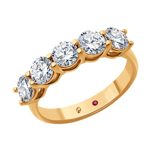 51-210-02374-1 - Кольцо из золота с выращенными бриллиантами и рубином