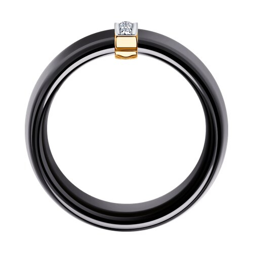 6015024 - Чёрное керамическое кольцо с золотом и бриллиантами
