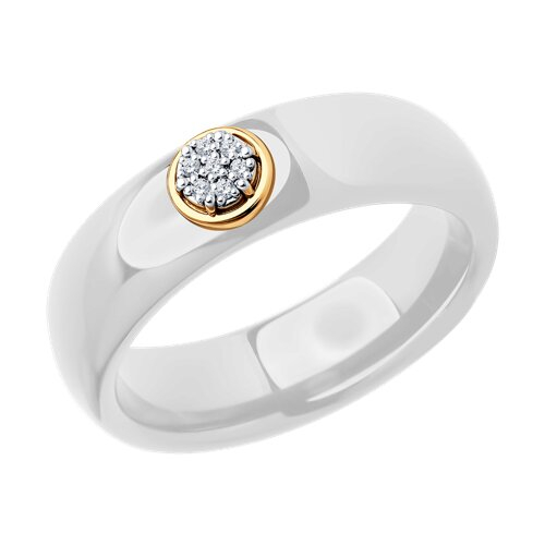6015105 - Кольцо из золота с бриллиантами и керамическими вставками