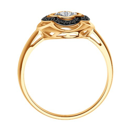 7010047 - Кольцо из золота с бесцветными и чёрными бриллиантами