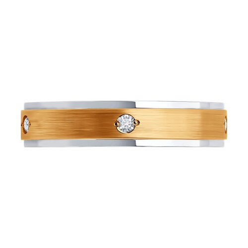 114109-02 - Обручальное кольцо из комбинированного золота с фианитами