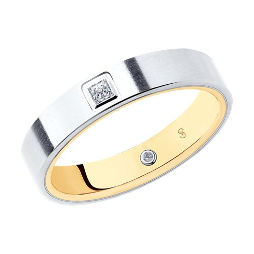 1114079-02 - Обручальное кольцо из комбинированного золота с бриллиантами