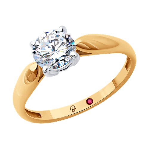51-210-02369-1 - Кольцо из комбинированного золота  с выращенным бриллиантом и рубином