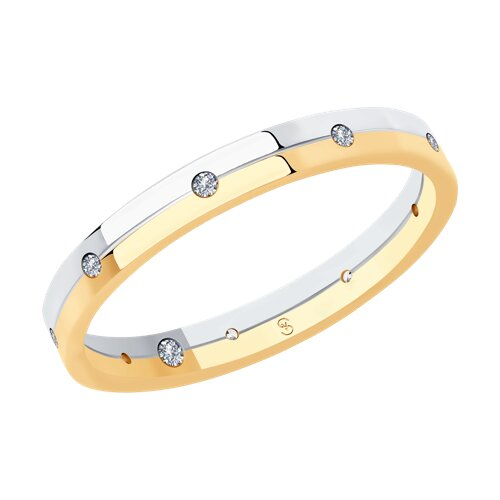 1114176-01 - Обручальное кольцо из комбинированного золота с бриллиантами