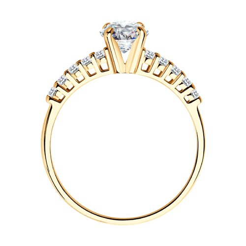 93010036 - Помолвочное кольцо из золочёного серебра с фианитами