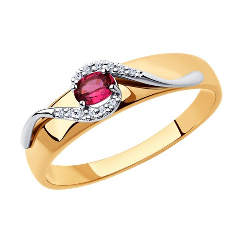 4010600 - Кольцо из комбинированного золота с бриллиантами и рубином