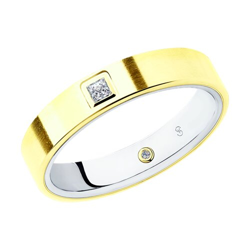 1114081-02 - Обручальное кольцо из комбинированного золота с бриллиантами