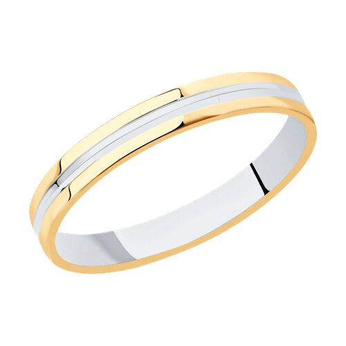 110208 - Обручальное кольцо из комбинированного золота с алмазной гранью