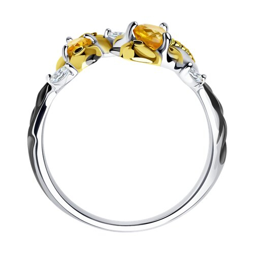 92011502 - Кольцо из золочёного серебра с цитринами и фианитами