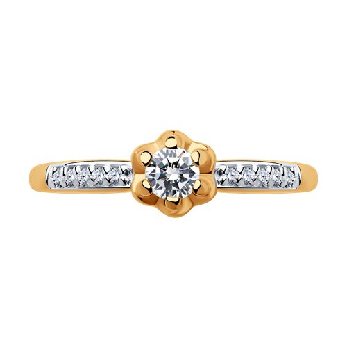 93010396 - Помолвочное кольцо из золочёного серебра с фианитами