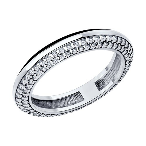 94-110-01969-1 - Кольцо из серебра с фианитами и эмалью