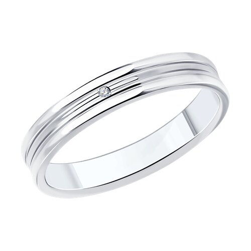94110034 - Обручальное кольцо из серебра с фианитом