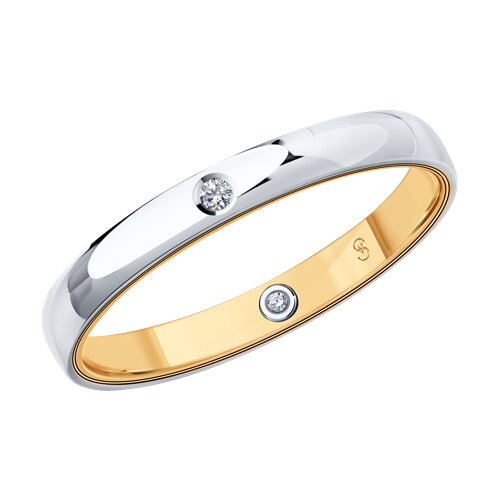 1114006-01 - Обручальное кольцо из комбинированного золота с бриллиантами