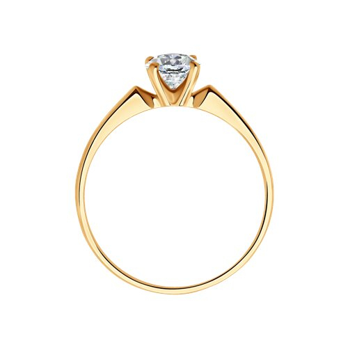 010184 - Узкое помолвочное кольцо из золота с фианитом