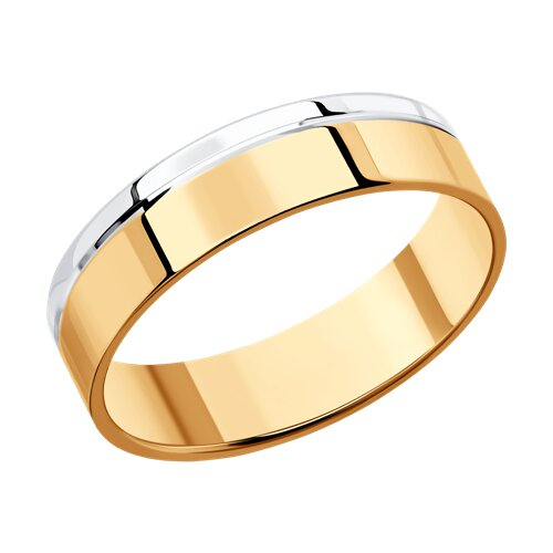 110122 - Обручальное кольцо из комбинированного золота с алмазной гранью