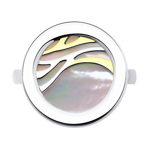 94012612 - Кольцо из золочёного серебра с перламутром