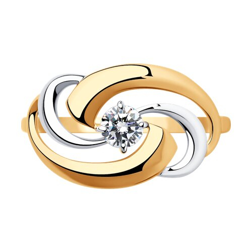 93010595 - Кольцо из золочёного серебра с фианитом