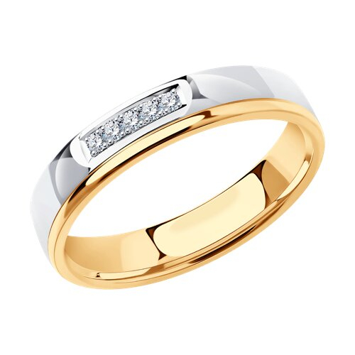 1110155 - Обручальное кольцо из комбинированного золота с бриллиантами