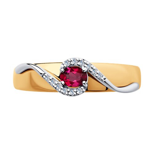 4010600 - Кольцо из комбинированного золота с бриллиантами и рубином