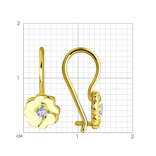 028532-2 - Серьги из желтого золота с фианитами