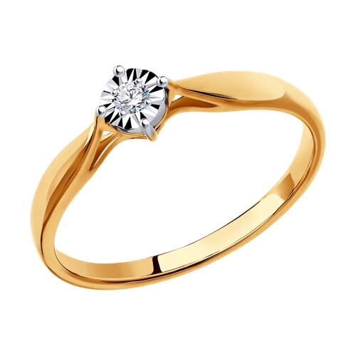 1011492 - Помолвочное кольцо из комбинированного золота с бриллиантом