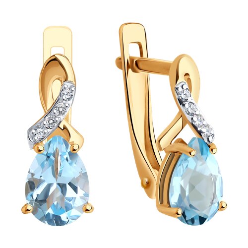 728097 - Серьги золотые пробы 585 с топазом