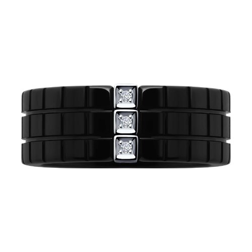 6015114-3 - Кольцо из белого золота с бриллиантами и керамическими вставками