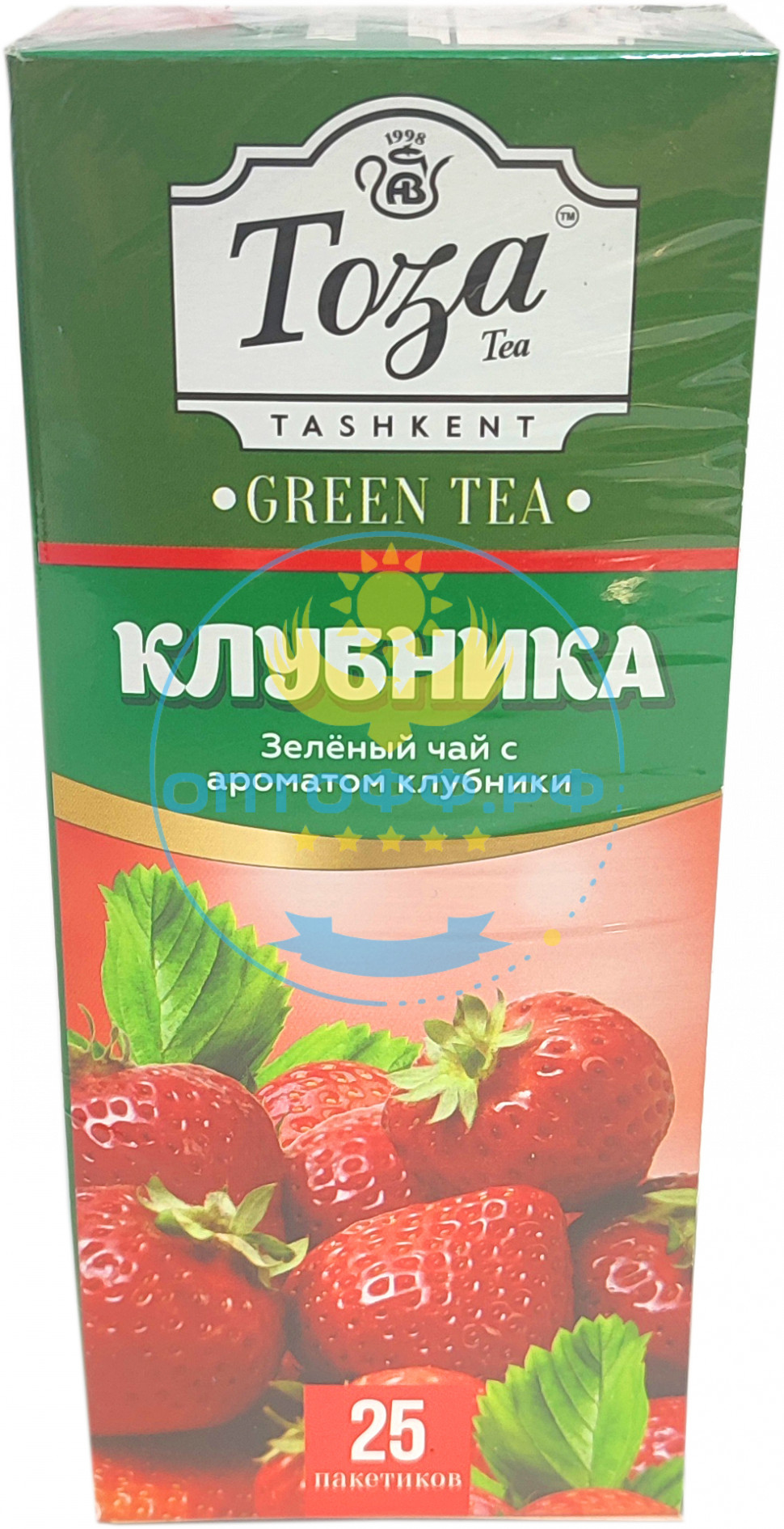 Чай Тоза зеленый с ароматом клубники 25 пакетиков (кор*24)
