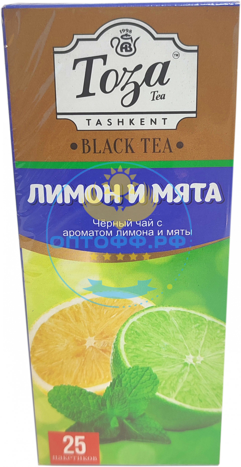 Чай Тоза черный с ароматом лимона и мяты 25 пакетиков (кор*24)