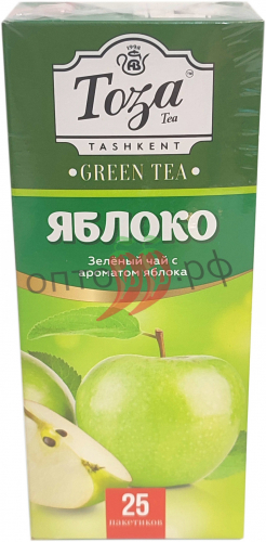 Чай Тоза зеленый с ароматом яблока 25 пакетиков (кор*24)