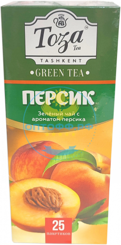 Чай Тоза зеленый с ароматом персика 25 пакетиков (кор*24)