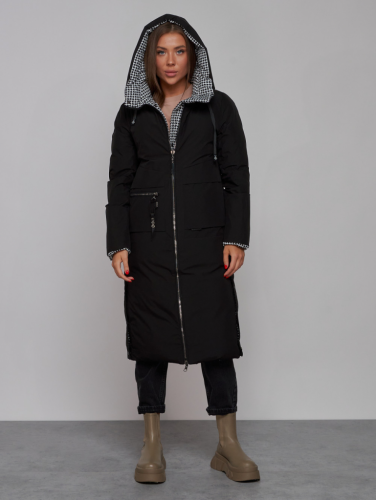 Пальто утепленное двухстороннее женское черного цвета 13343Ch