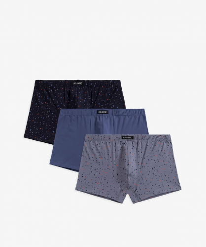 Мужские трусы шорты Atlantic, набор из 3 шт., хлопок, темно-синие + графитовые + индиго, 3MH-189