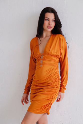 11438 Платье вечернее золотисто-оранжевое (остаток: 40, 42, 44, 48)