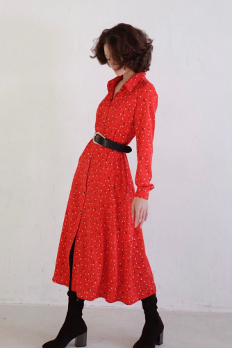 11039 Платье-рубашка удлинённое красное (остаток: 42)